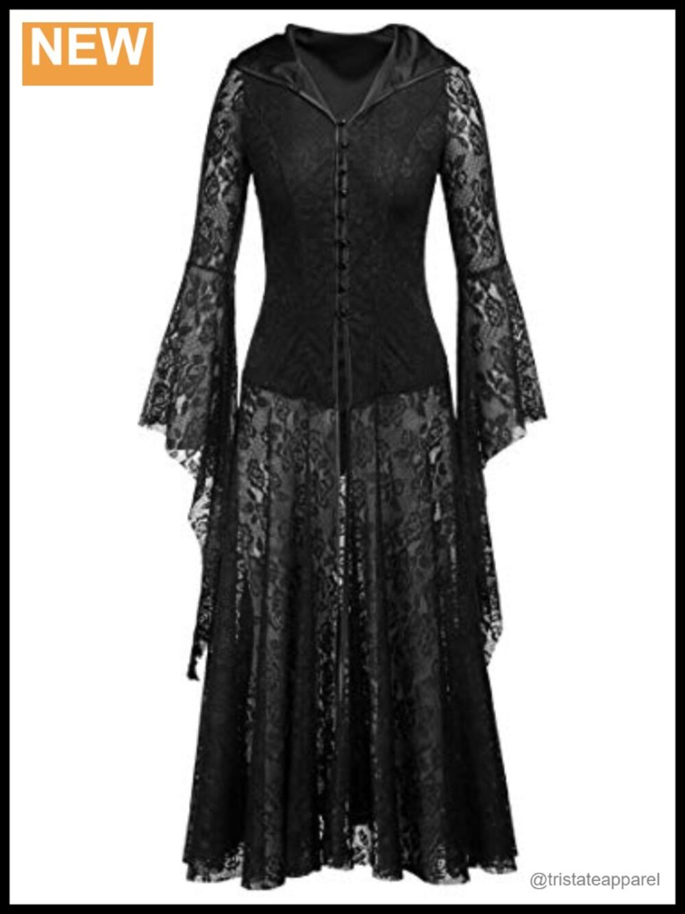 Nihsatin Gothic Victorian Hooded Lace Cardigan Dress